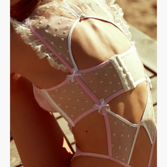 New!For Love and Lemons Pointelle Rose's Teddy - Picture 3 of 16